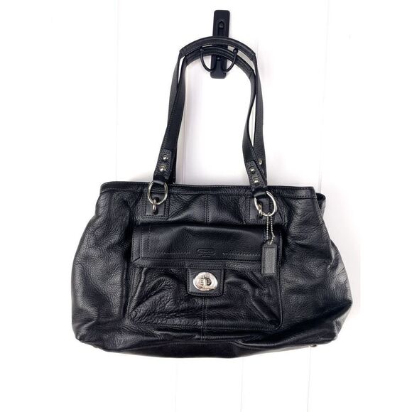Coach Penelope Soft Pebbled Leather Carryall Satchel Bag Black Y2K - Picture 1 of 14